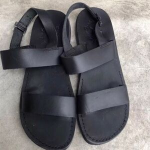 Jerusalem Sandals Golan Leather Black Sandals. Size 44. Size 11-11.5.